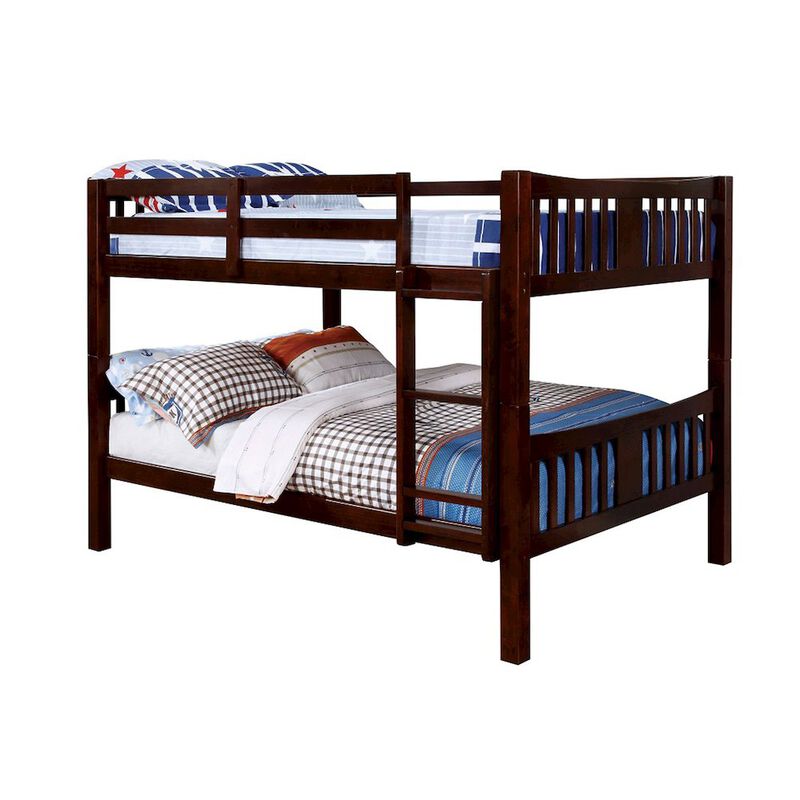Wooden Full Over Full Bunk Bed in Dark Walnut image number 4