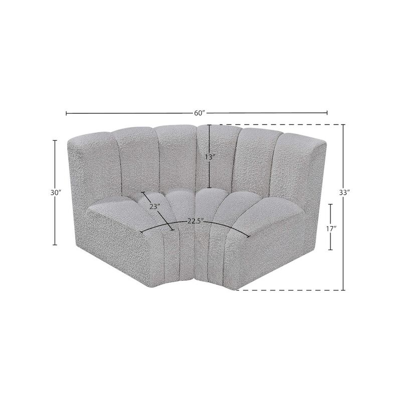 Meridian Furniture Arc Grey Boucle Fabric Modular Sofa