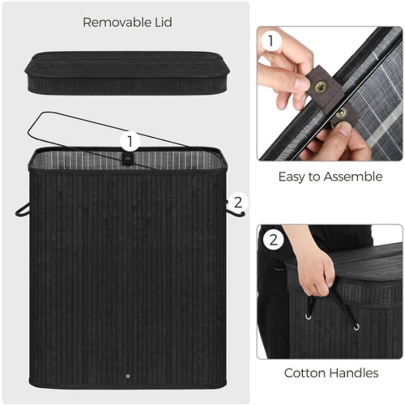 26-Gallon Wicker Wood Laundry Hamper with Removable Cotton Liner Bag