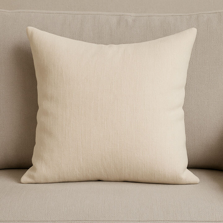HomeRoots 22" Cream Cotton Blend Throw Pillow Cover with Texture
