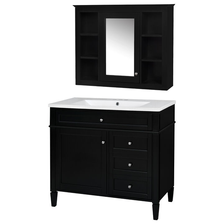 36'' Single Sink Bathroom Vanity with  Mirror cabinet