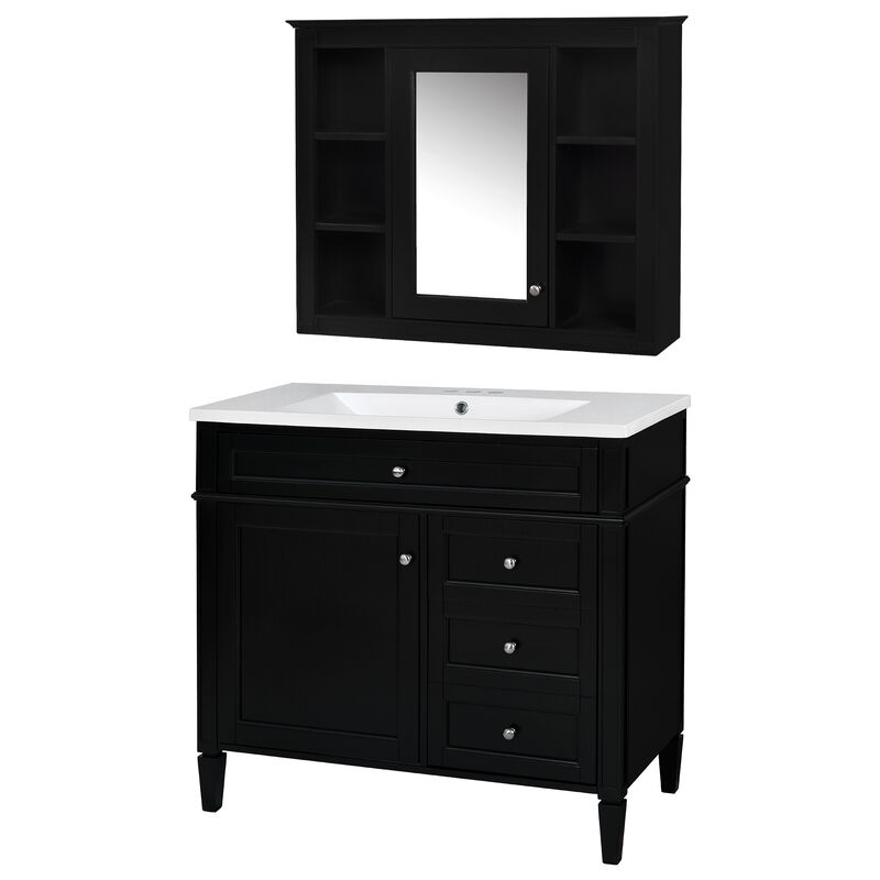 36'' Single Sink Bathroom Vanity with  Mirror cabinet