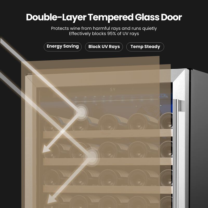 24" Wine Refrigerator Cooler, Holds 52 Bottles, Built-in or Freestanding, Perfect for Home, Kitchen or Bar image number 5