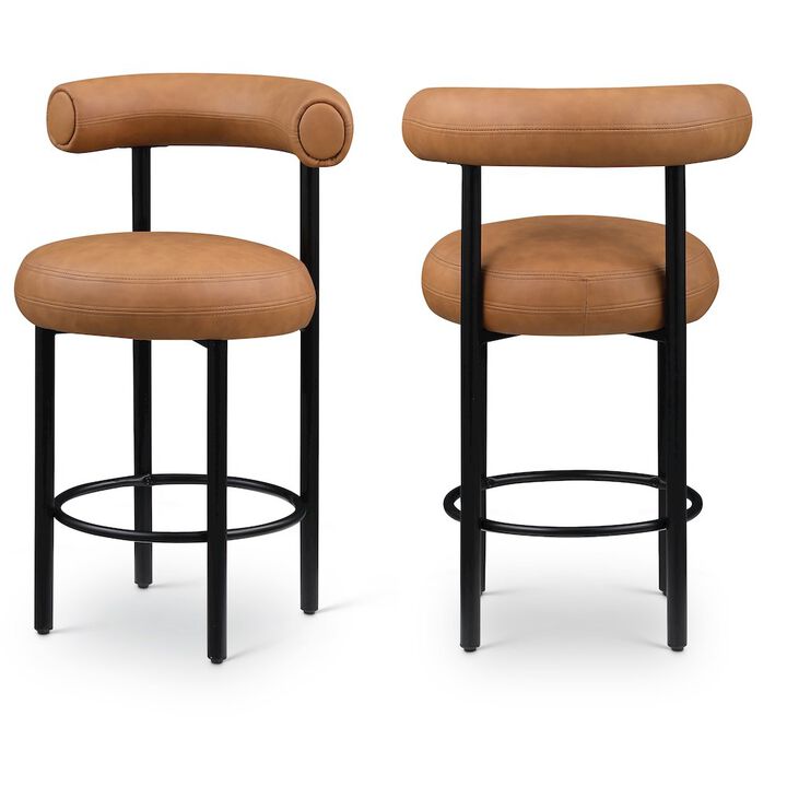 Meridian Furniture Bordeaux Vegan Leather Counter Stool, Set of 2