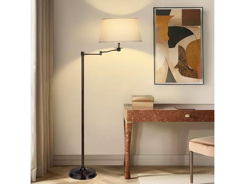 Caden LED Modern Floor Lamp with Swing Arm & Drum Shade image number 5