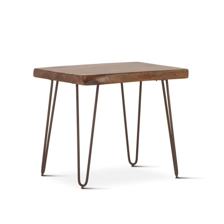 World Interiors Grandby 26" Side Table in Acacia with Walnut Finish