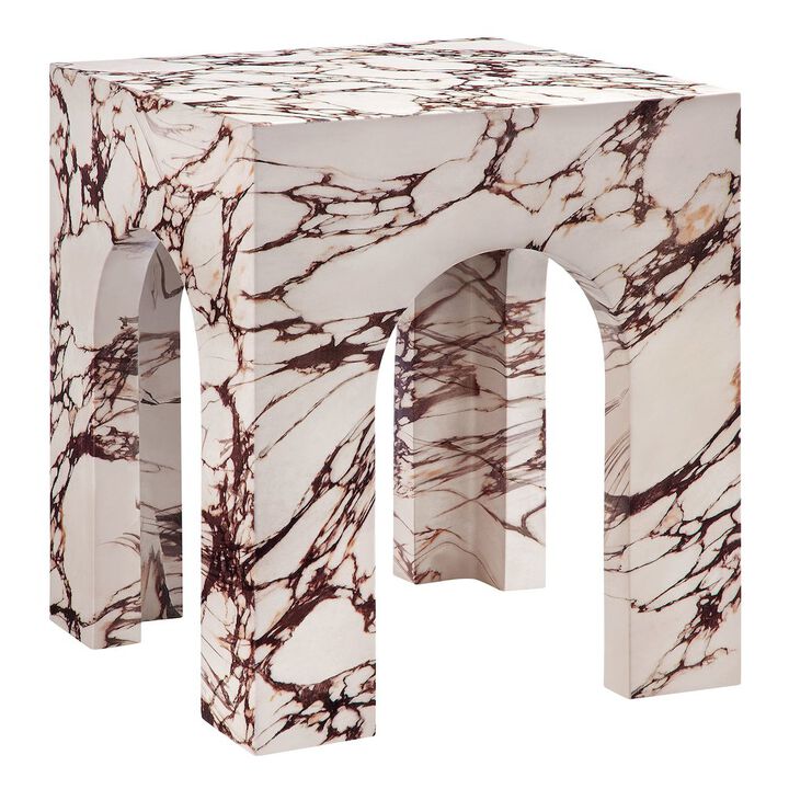 Valen Square Indoor - Outdoor Patio Arched Concrete Side Table