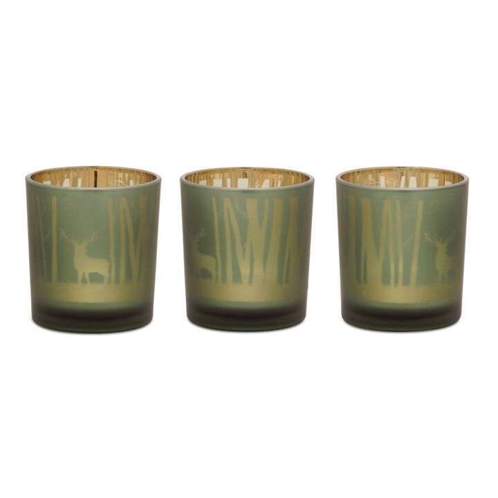 Glass Mossy Oak Votive &ndash; Rustic Tealight Holder for Tabletop, Shelf, or Office