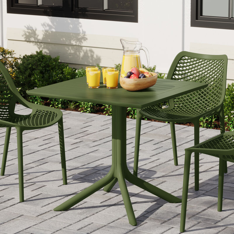 WestinTrends 31.5" Square Outdoor Plastic Resin Patio Dining Table for 4 image number 1