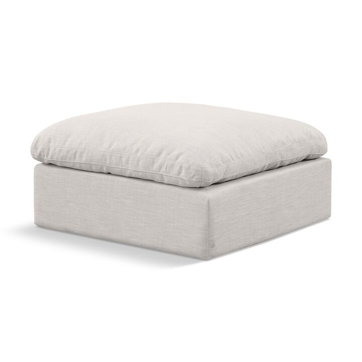Meridian Furniture Indulge Linen Textured Fabric Ottoman