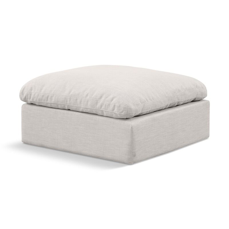 Meridian Furniture Indulge Linen Textured Fabric Ottoman