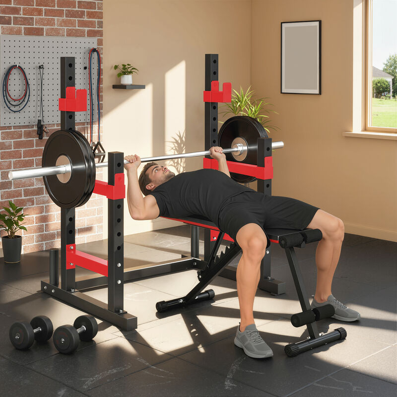 Hivvago Strength Training Squat Rack with Adjustable Bench Press image number 7