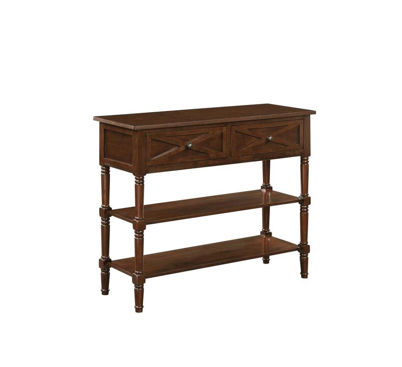 Convenience Concepts Country Oxford 2 Drawer Console Table with Shelves, Espresso