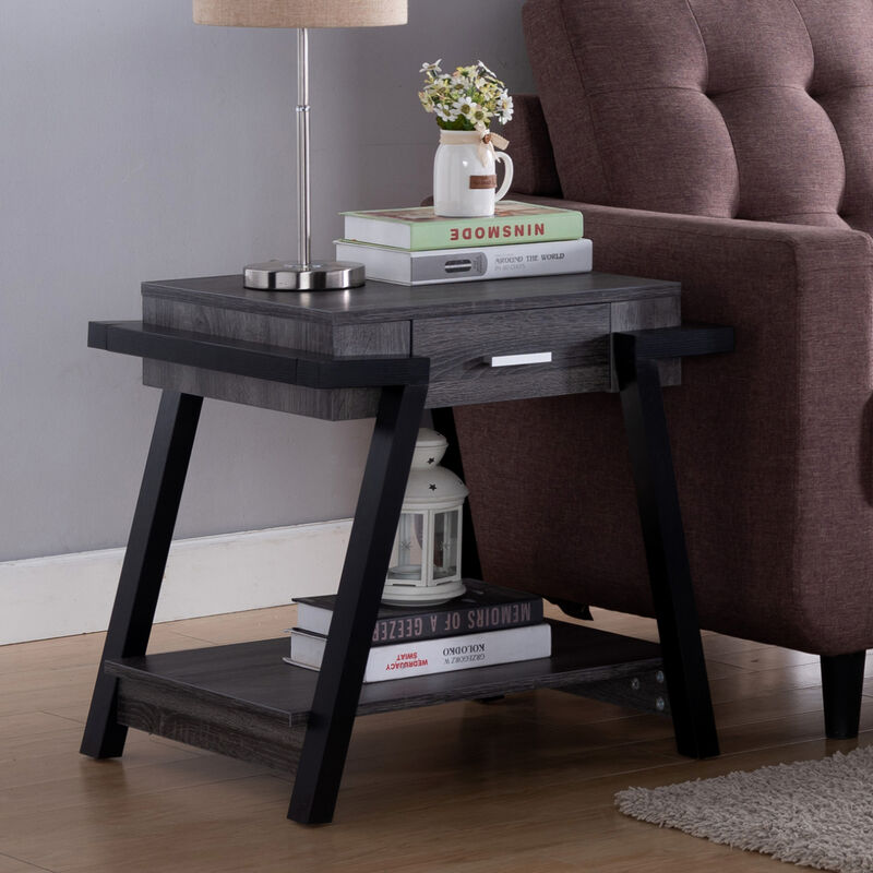 End Table Distressed Grey Black