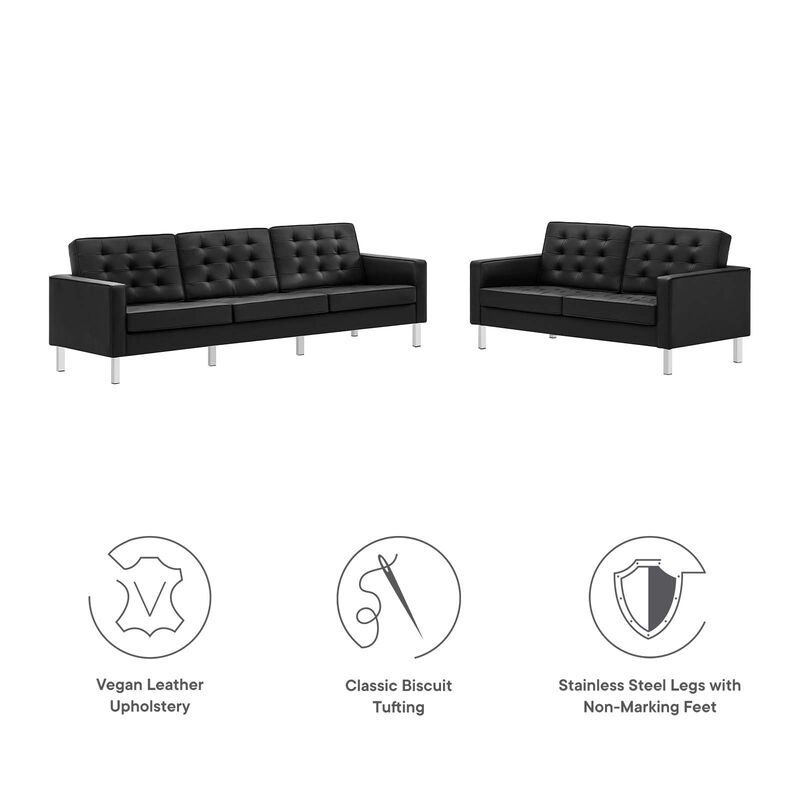 Loft Tufted Vegan Leather 2-Piece Furniture Set image number 9