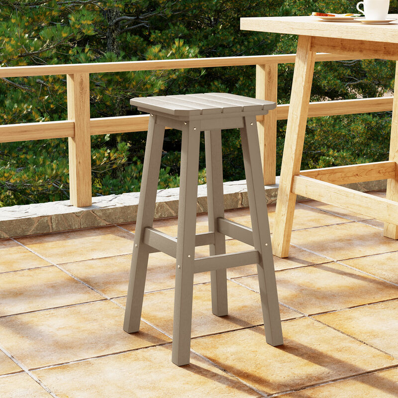 WestinTrends 29" HDPE Outdoor Patio Square Backless Bar Stool
