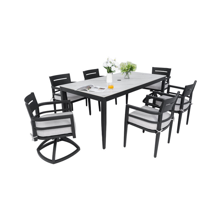 MONDAWE 3-Piece Outdoor Aluminum Patio Furniture Chaise Lounge Set, 2 Chaise & 1 End Table with Modern Tapered Feet