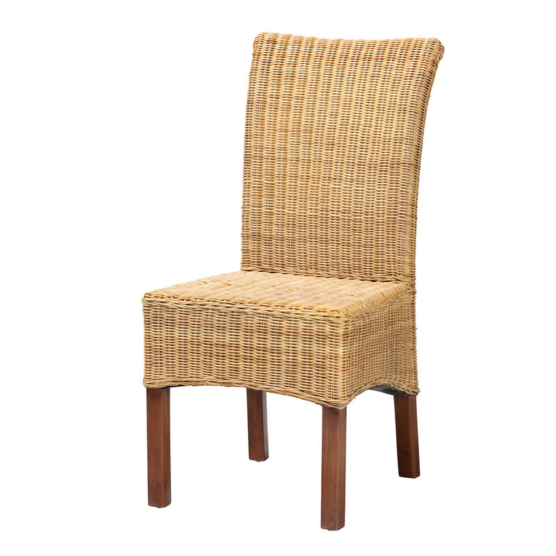 Baxton Studio Shamara Modern Bohemian Natural Rattan and Mahogany Wood Dining Chair