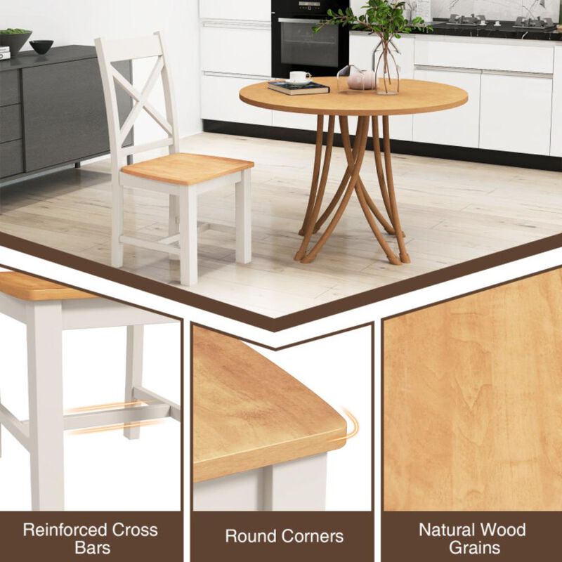 Hivvago Wooden Dining Chairs Set of 2 with High Back and Rubber Wood Frame