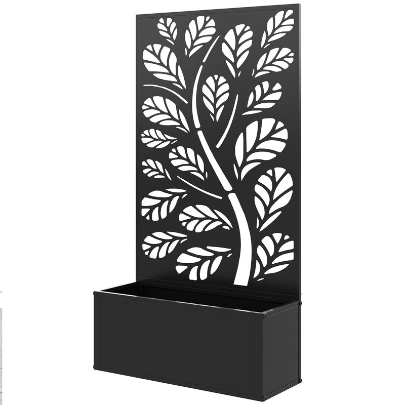 Hivvago Raised Metal Planter Box with Trellis for Climbing Plants image number 0