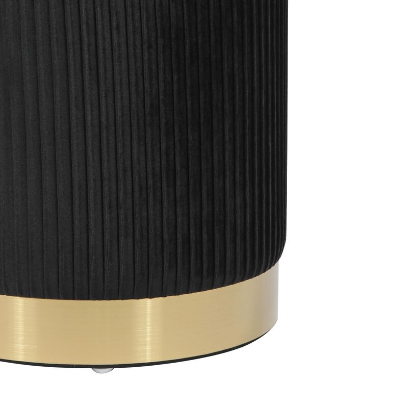 Tov Furniture Zoe Pleated Velvet Round Storage Ottoman (Black) image number 6
