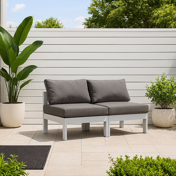 Meridian Furniture Nizuc Grey Water Resistant Fabric Outdoor Patio Modular Sofa