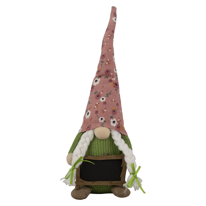 16" Pink Floral Springtime Gnome with Message Board