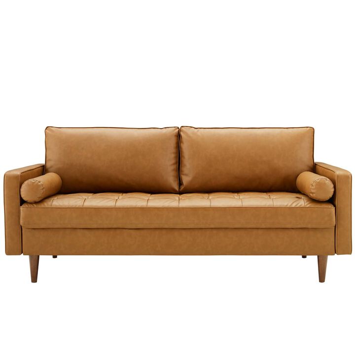 Valour Upholstered Faux Leather Sofa Brown
