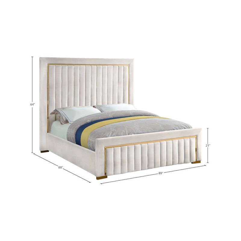 Meridian Furniture Dolce Cream Velvet King Bed