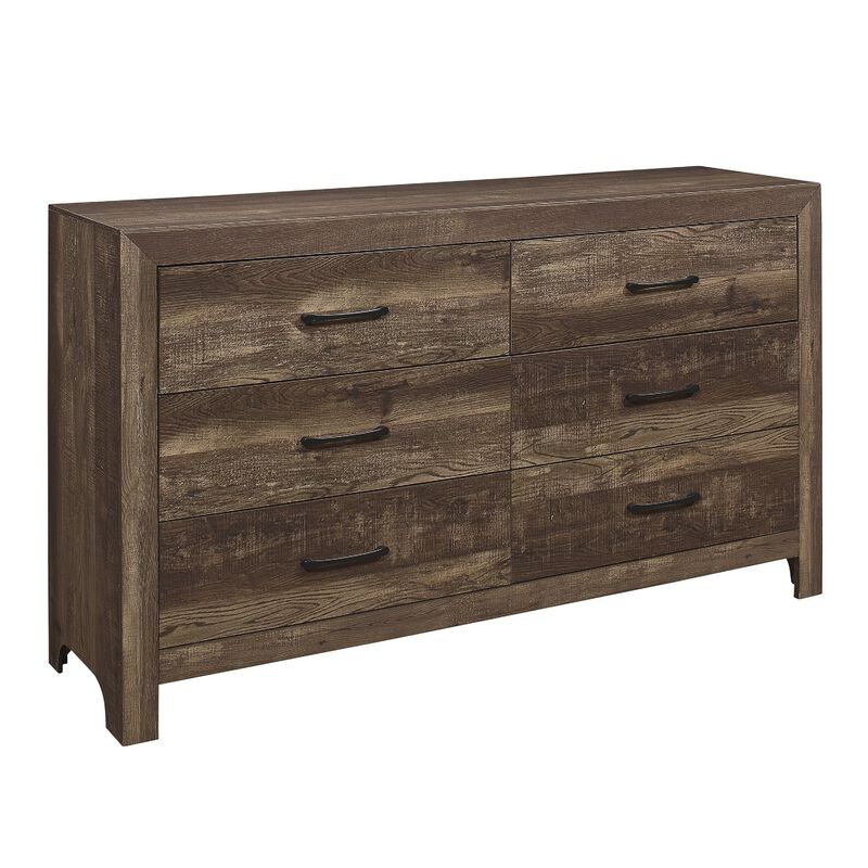 Queen Size Bedroom Set, Brown Finish, Panel Design, 5-Piece Set with Bed, 2 Nightstands, Dresser and Chest image number 5