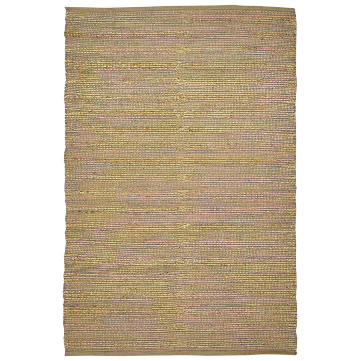 HomeRoots 3' X 5' Pink And Brown Jute Striped Flatweave Handmade Area Rug