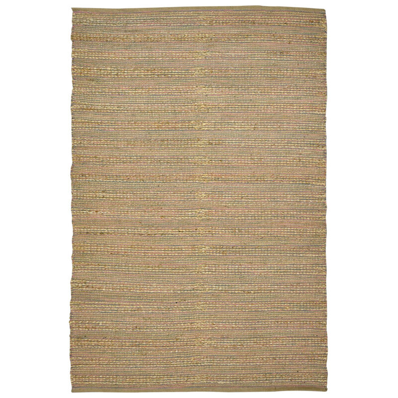 HomeRoots 3' X 5' Pink And Brown Jute Striped Flatweave Handmade Area Rug image number 0