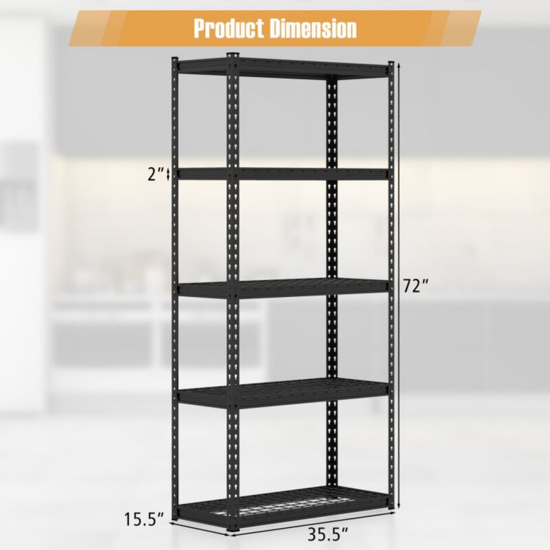 5-Tier Heavy Duty Metal Storage Shelving Unit Adjustable Rack image number 3