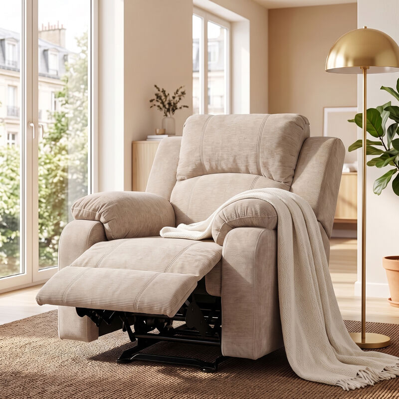 Manual Adjustable Recliner Chair, Chenille Upholstered Recliner with Adjustable Backrest, Indoor Lounge Armchair image number 2