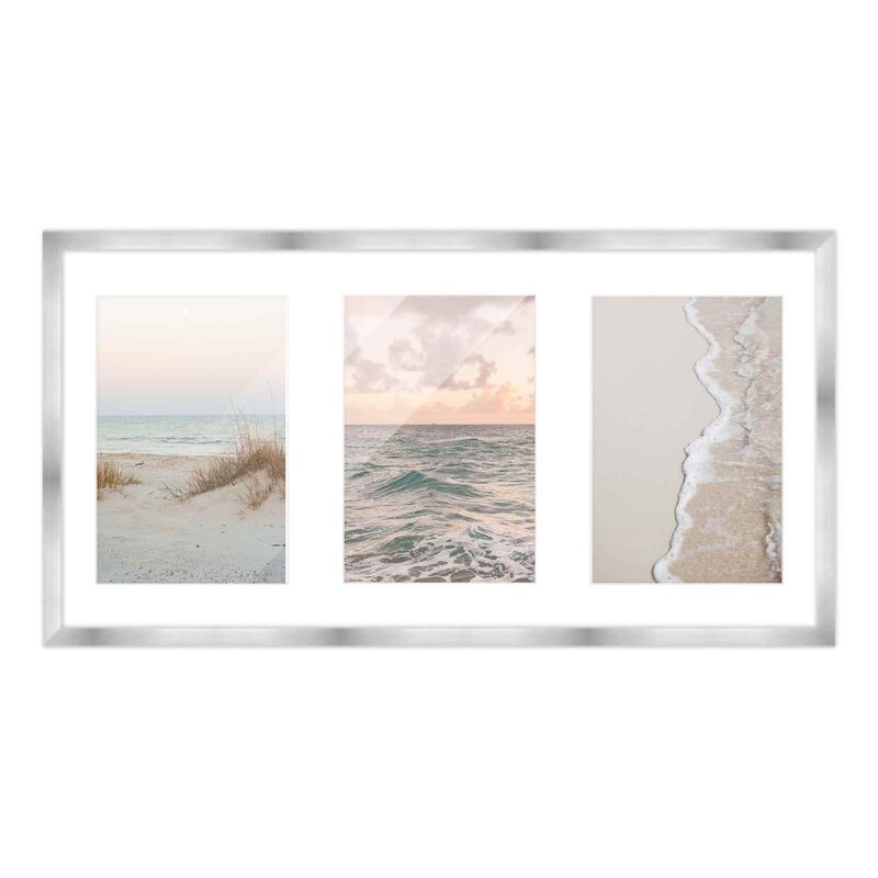 8.5x17 Wood Collage Frame with White Mat For 3 5x7 Pictures