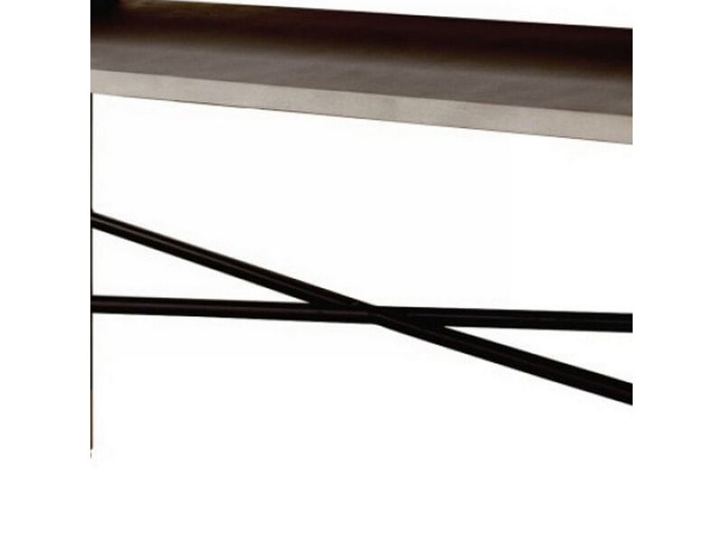 Rectangular Console Table with Concrete Top and  Metal Base, Gray and Black - Benzara