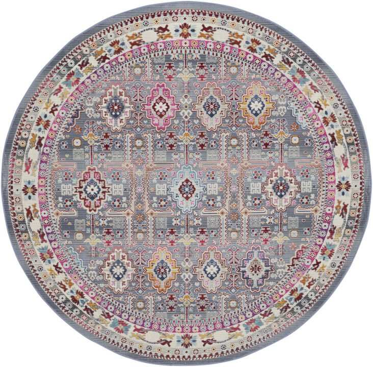 HomeRoots Floral Distressed Round Rug