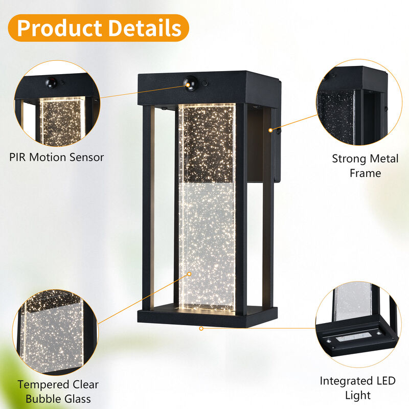 2-Pack 10.94" Modern LED Motion Sensor Outdoor Wall Lights image number 6