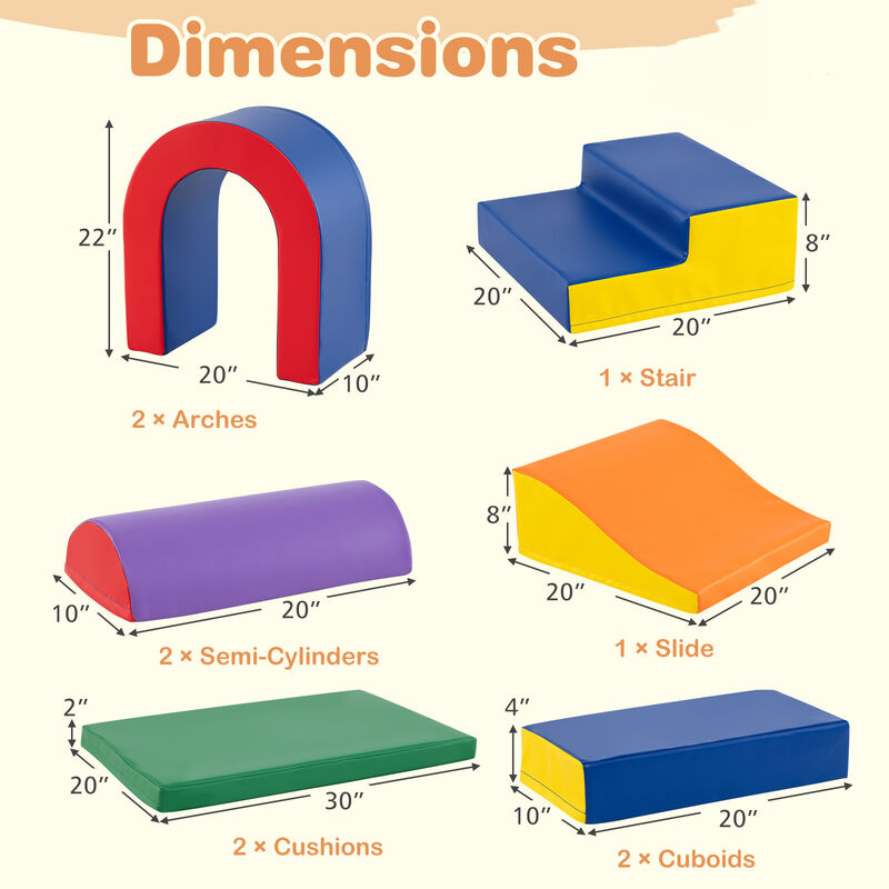 Soft PU Leather Foam Climbing Blocks 10-Piece Baby Play Gym Set-Multicolor image number 2