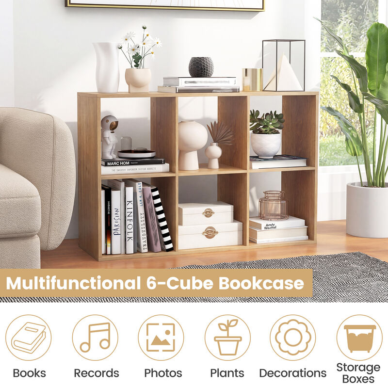 Large 6 Cube Storage Shelf with Back Guardrail for Bedroom image number 4