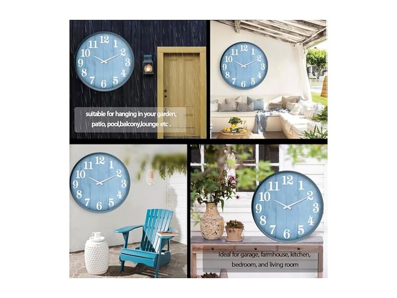 Swimming Pools Gardens Warehouses Wall Clock Outdoor Waterproof Battery Operated image number 3