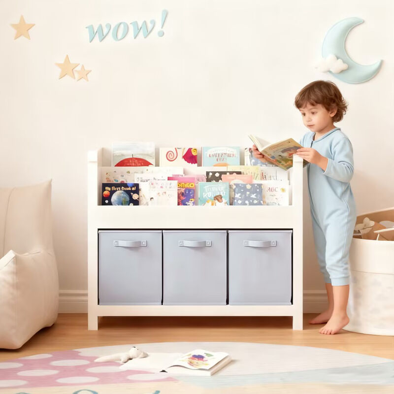 TATEUS Kids Bookcases 3 Tier Front-Facing Storage image number 3