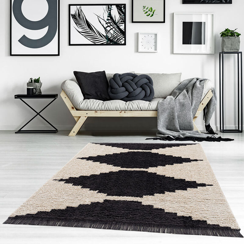 Modern Plush Machine Woven Area Rug, Soft High Pile, Brushless Clean, Non-Slip Backing