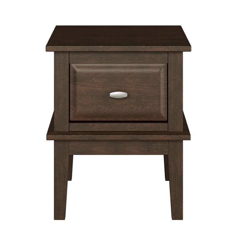 Minal End Table with 1 Drawer, Brown Cherry Birch Wood 24 Inch