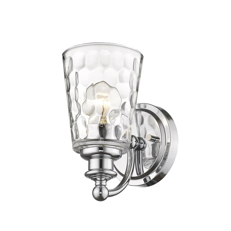 Hivvago Silver Metal and Pebbled Glass Wall Light