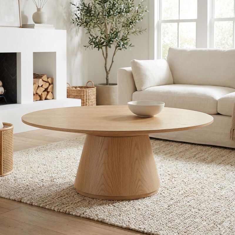 Starlight Canyon Home Brown Oak Veneer Coffee Table with Semi-Gloss Finish and Metal Hardware image number 3