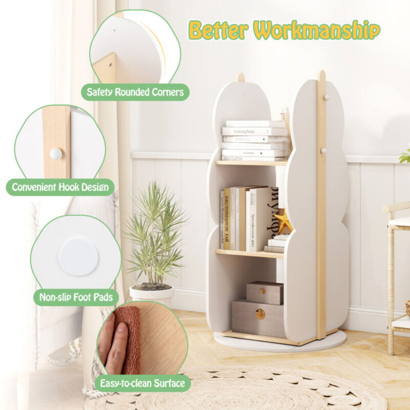 360° Kid's Rotating Bookshelf Toy Storage Organizer with 5 Shelves