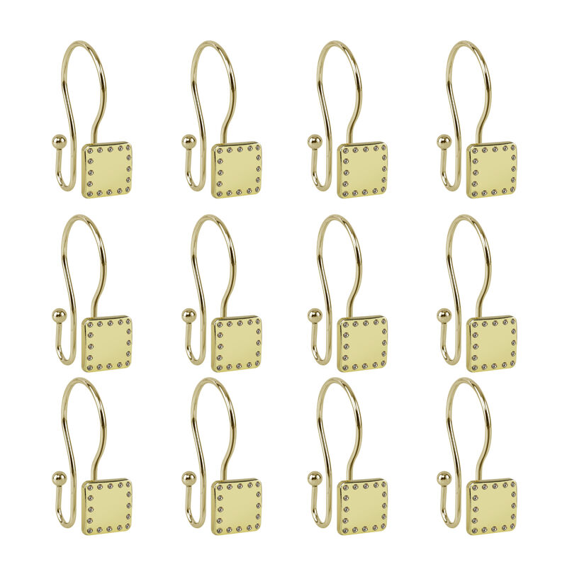 Metal Double Shower Curtain Hooks, Set of 12 image number 4