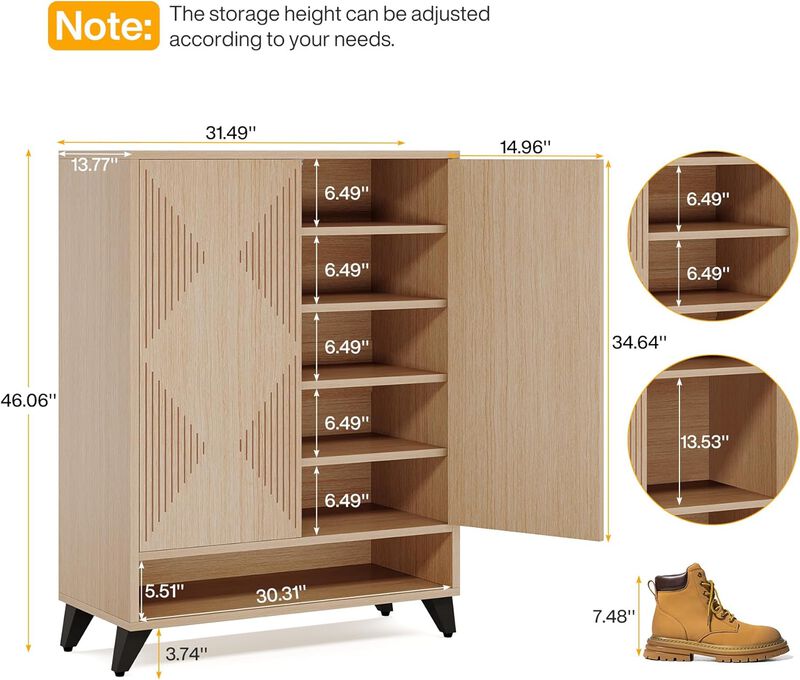 Entryway Natural Shoe Cabinet For Storage image number 1