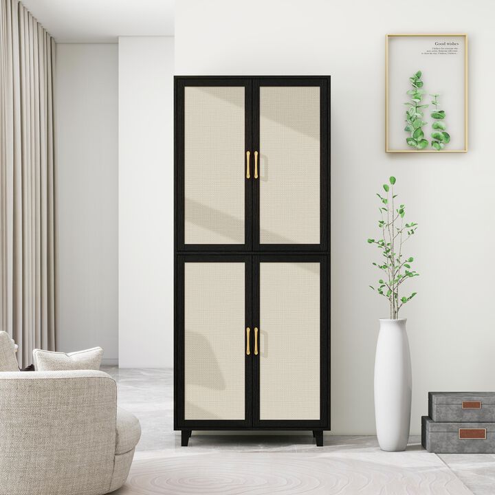 MONDAWE 4 Door Cabinet with 4 Adjustable Inner Shelves，Storage Cabinet, Perfect for Bedroom, Living Room, or Study